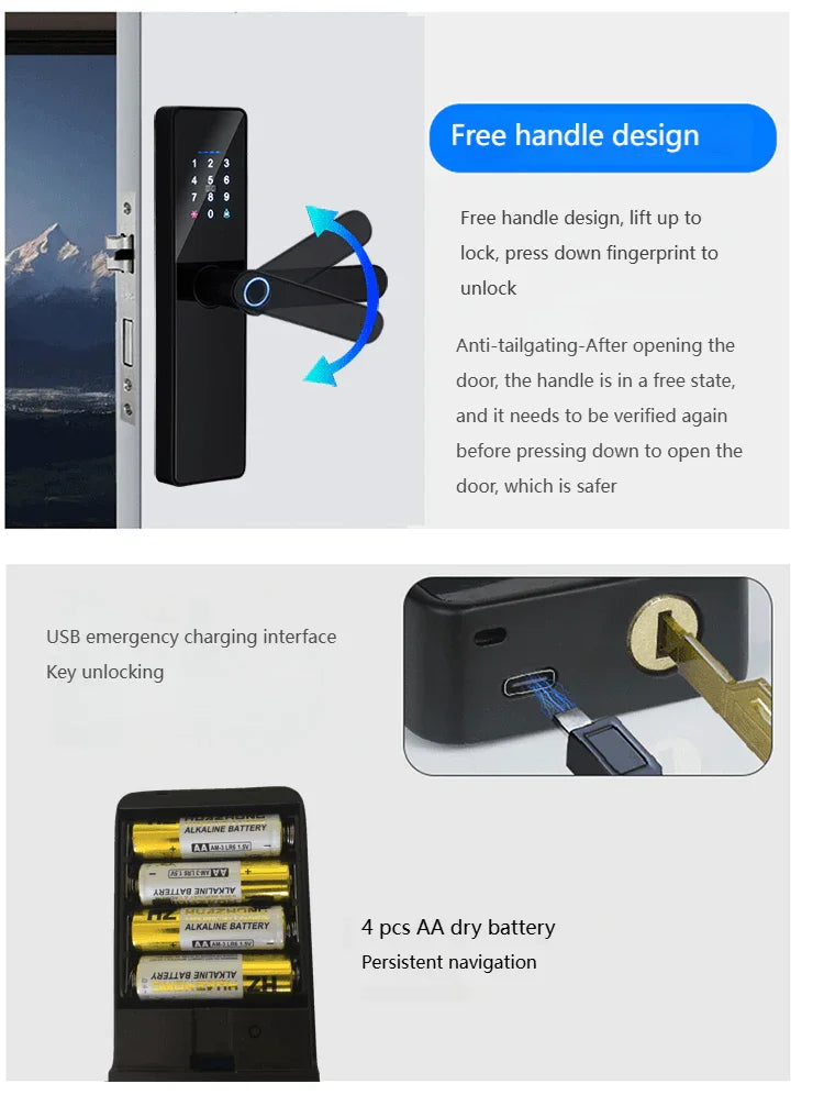 Pametna brava S7 – otisak prsta, šifra, kartica ili ključ - My Store