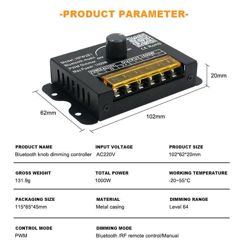 Dimer za LED trake 220V do 1000W — potenciometar i Bluetooth kontrola - My Store