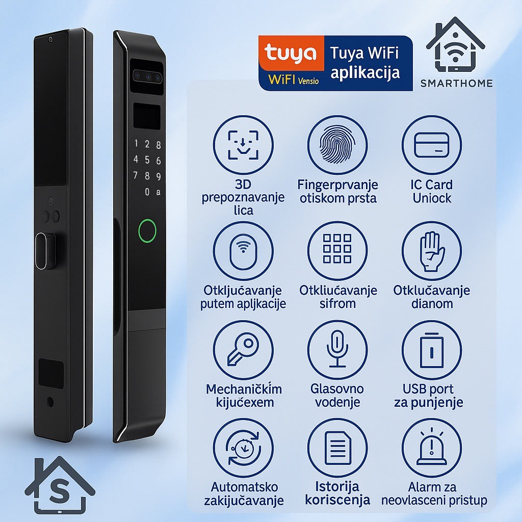 SmartHome pametna brava A1 za aluminijumska vrata sa 5 načina otključavanja - My Store