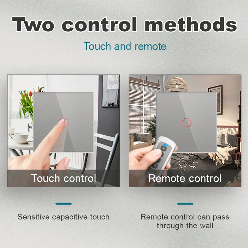 Crni stakleni zidni prekidač na dodir – Savremena kontrola svetla - My Store