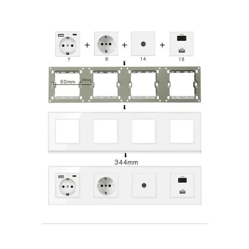 Stakleni panel do 4 modula – Moderan okvir za pametne i standardne module - My Store