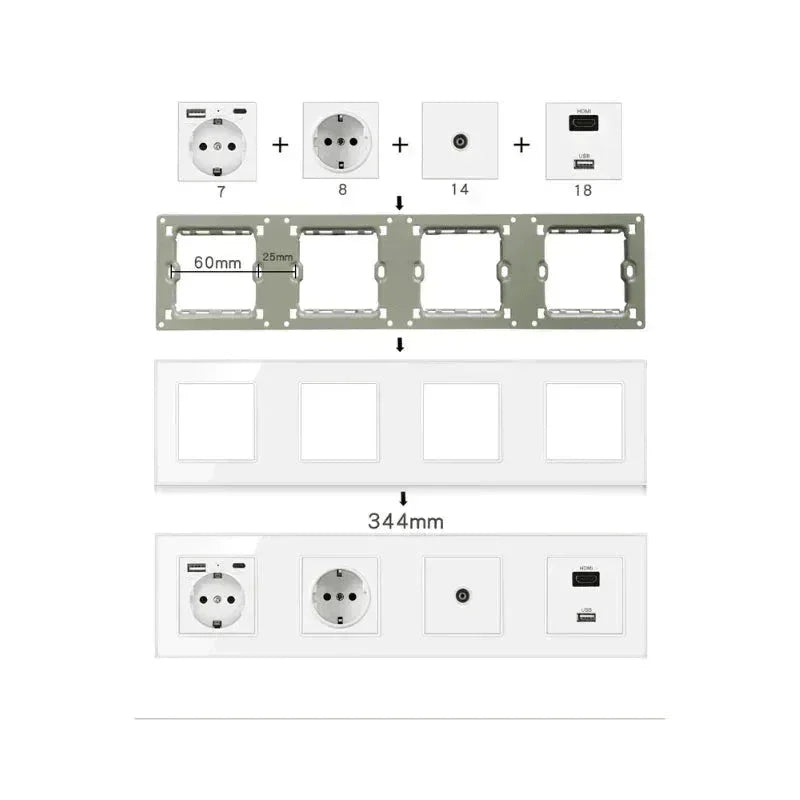 Stakleni panel do 4 modula – Moderan okvir za pametne i standardne module - My Store