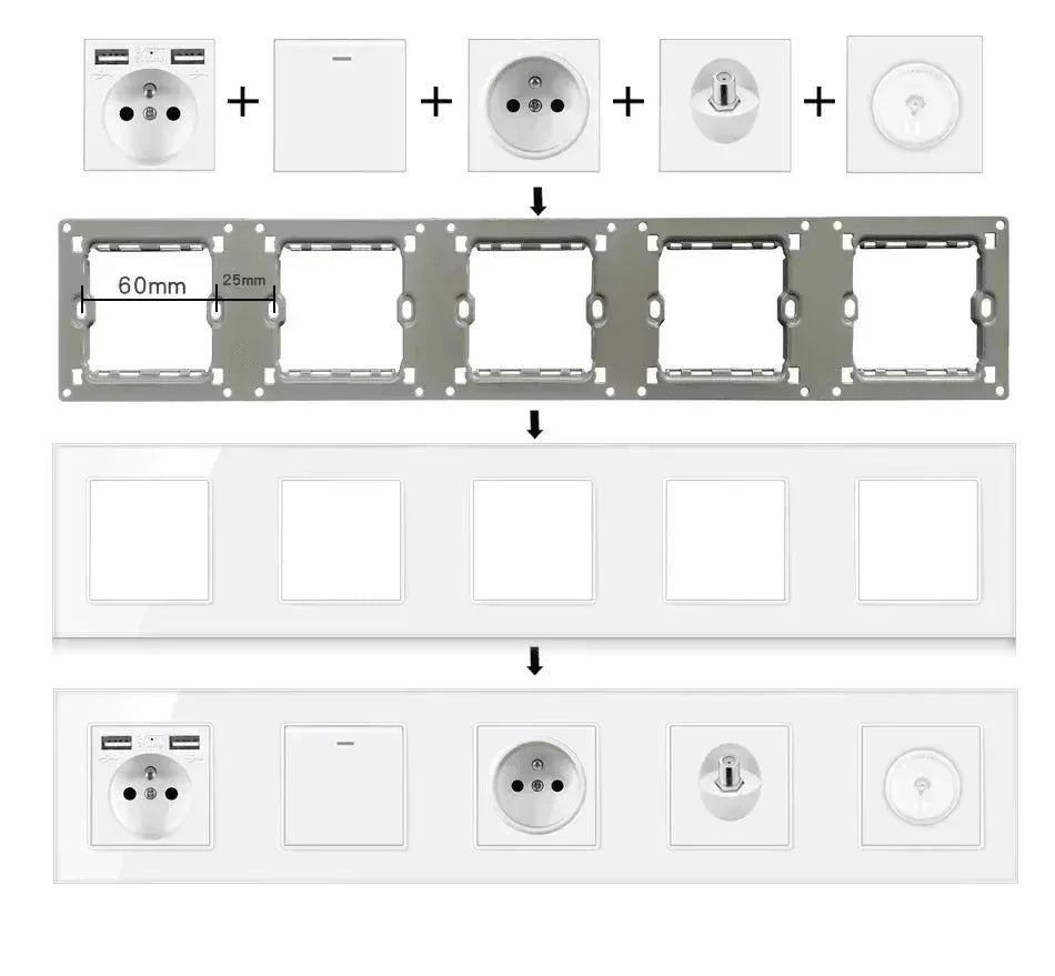Stakleni panel do 5 modula – Moderan okvir za pametne i standardne module - My Store