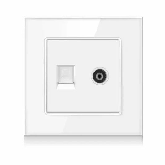 Staklena TV i LAN utičnica detalj