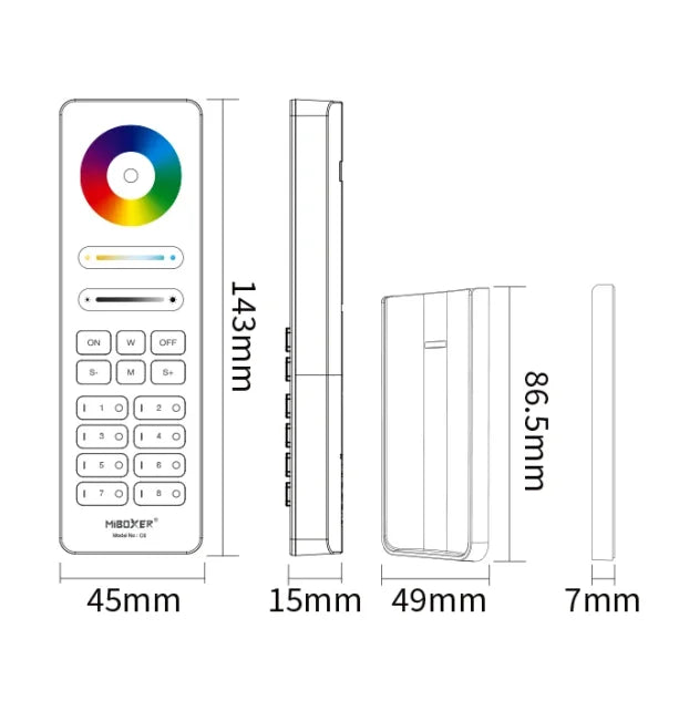 MiBoxer C8 8-zonski daljinski za RGB+CCT LED rasvetu