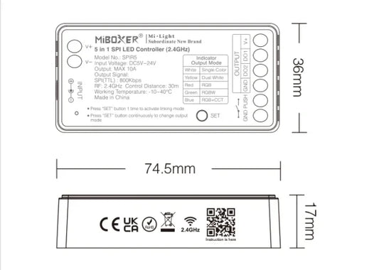 MiBoxer SPIR5 5-u-1 SPI kontroler za adresabilne LED trake