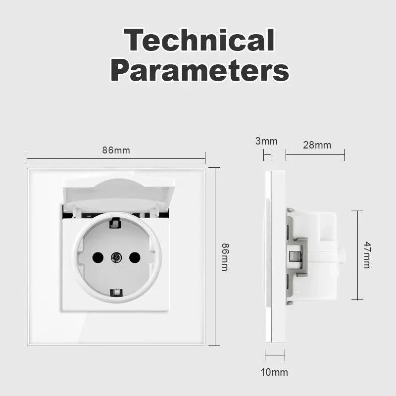 Staklena utičnica sa poklopcem – vodootporna 16A - My Store
