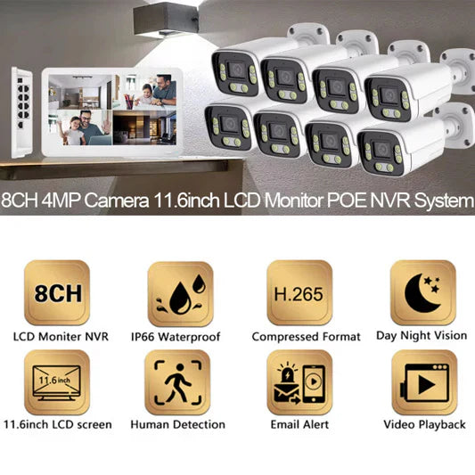 Komplet video nadzor sa monitorom – 4 PoE kamere 8MP - My Store