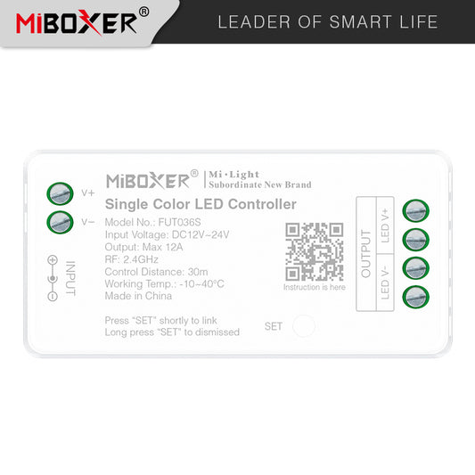MiBoxer FUT036S RF LED dimer 12–24V za jednobojne LED trake | Smart Home
