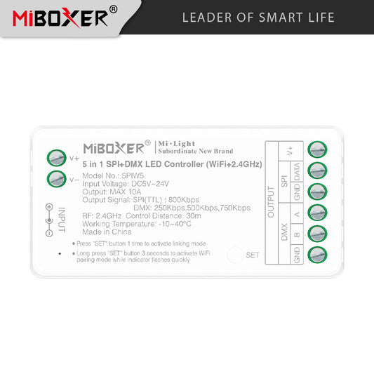MiBoxer SPIW5 WiFi RF DMX 5u1 LED kontroler za SPI i analogne trake | Smart Home