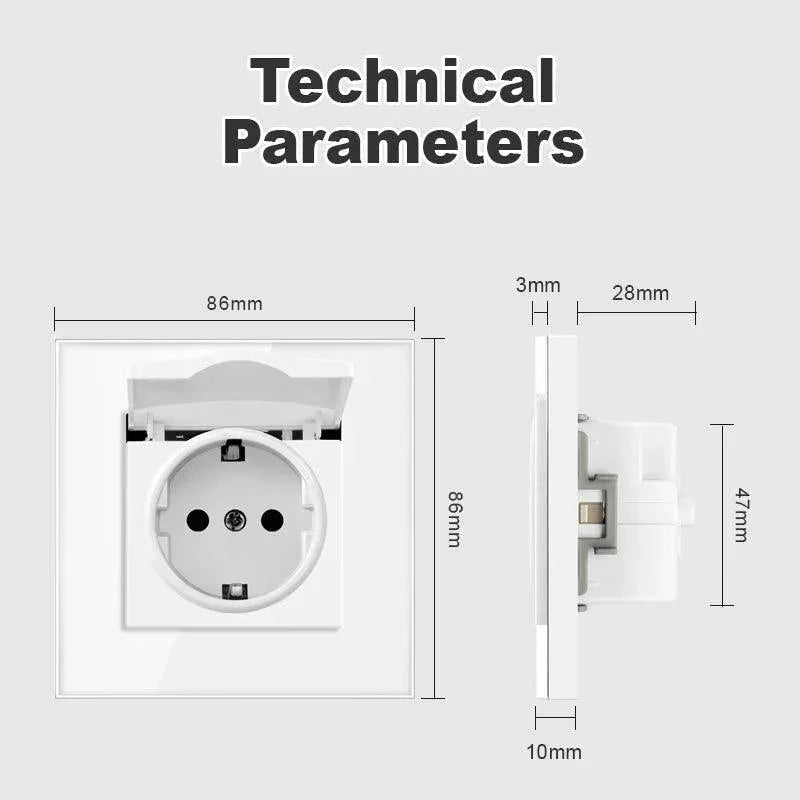 Staklena utičnica sa poklopcem – vodootporna 16A - My Store