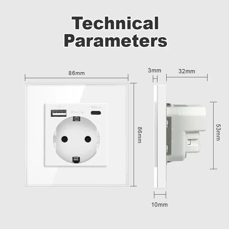 USB-C utičnica za zid sa USB i Type-C izlazima - My Store