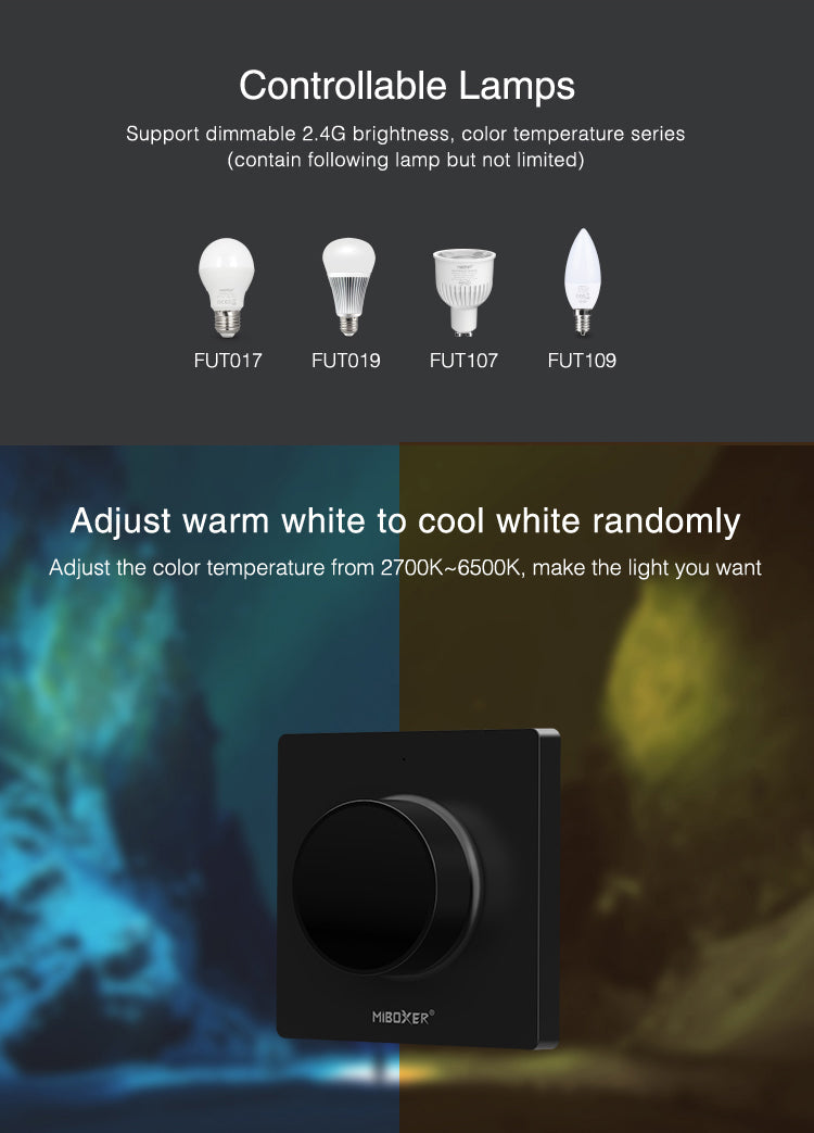 MiBoxer K1 rotirajuci RF zidni panel za CCT LED rasvetu | Smart Home