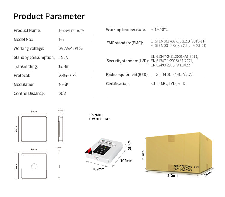 MiBoxer B6 2.4GHz RF panel za adresabilne SPI trake | Smart Home