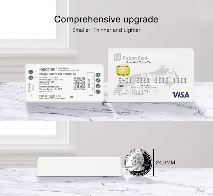 MiBoxer FUT036S RF LED dimer 12–24V za jednobojne LED trake | Smart Home