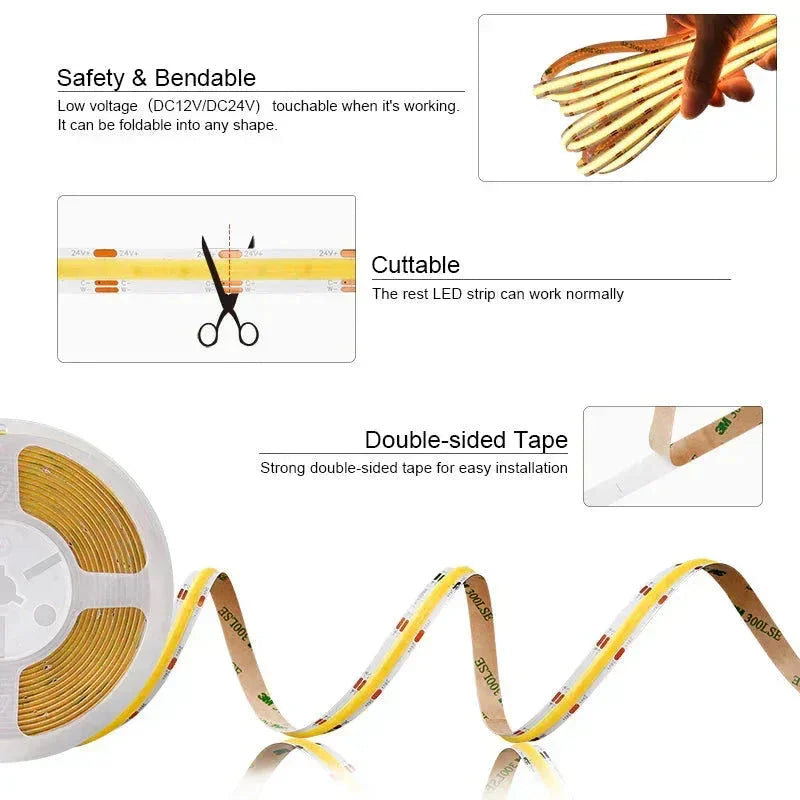COB dvobojna LED traka 24V 3000–6500K – 10 m