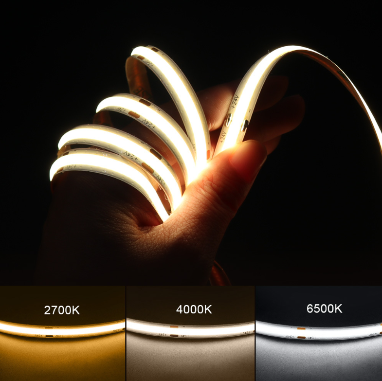 COB CCT LED traka 24V 608 LED/m – podesiva bela 3000–6500K, 10 mm
