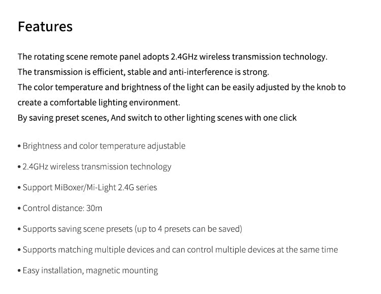 K0S MiBoxer 4-Zone CCT zidni RF panel sa rotacionim tockicem | Smart Home