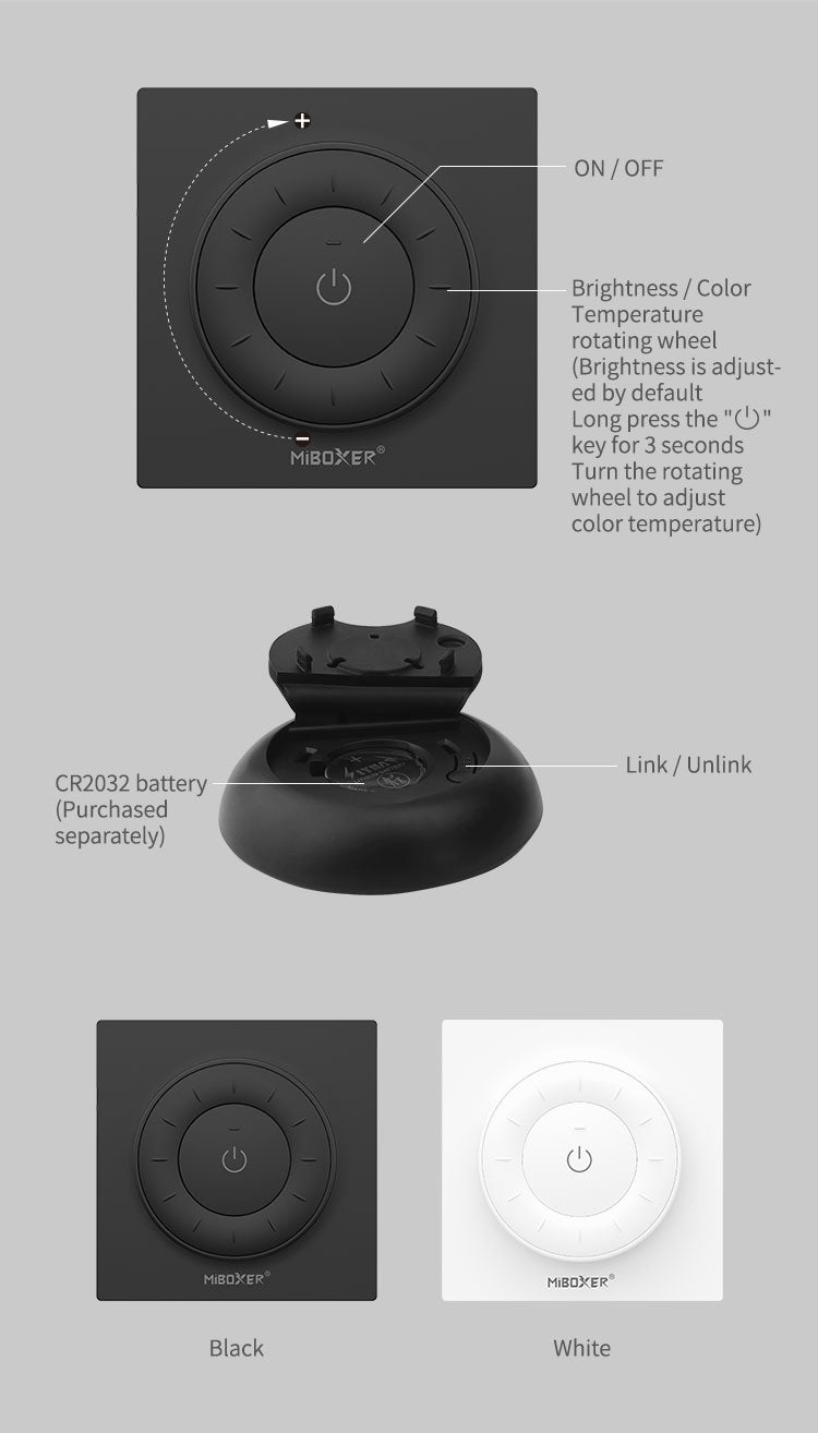MiBoxer K3 rotirajuci RF daljinski za CCT LED rasvetu | Smart Home