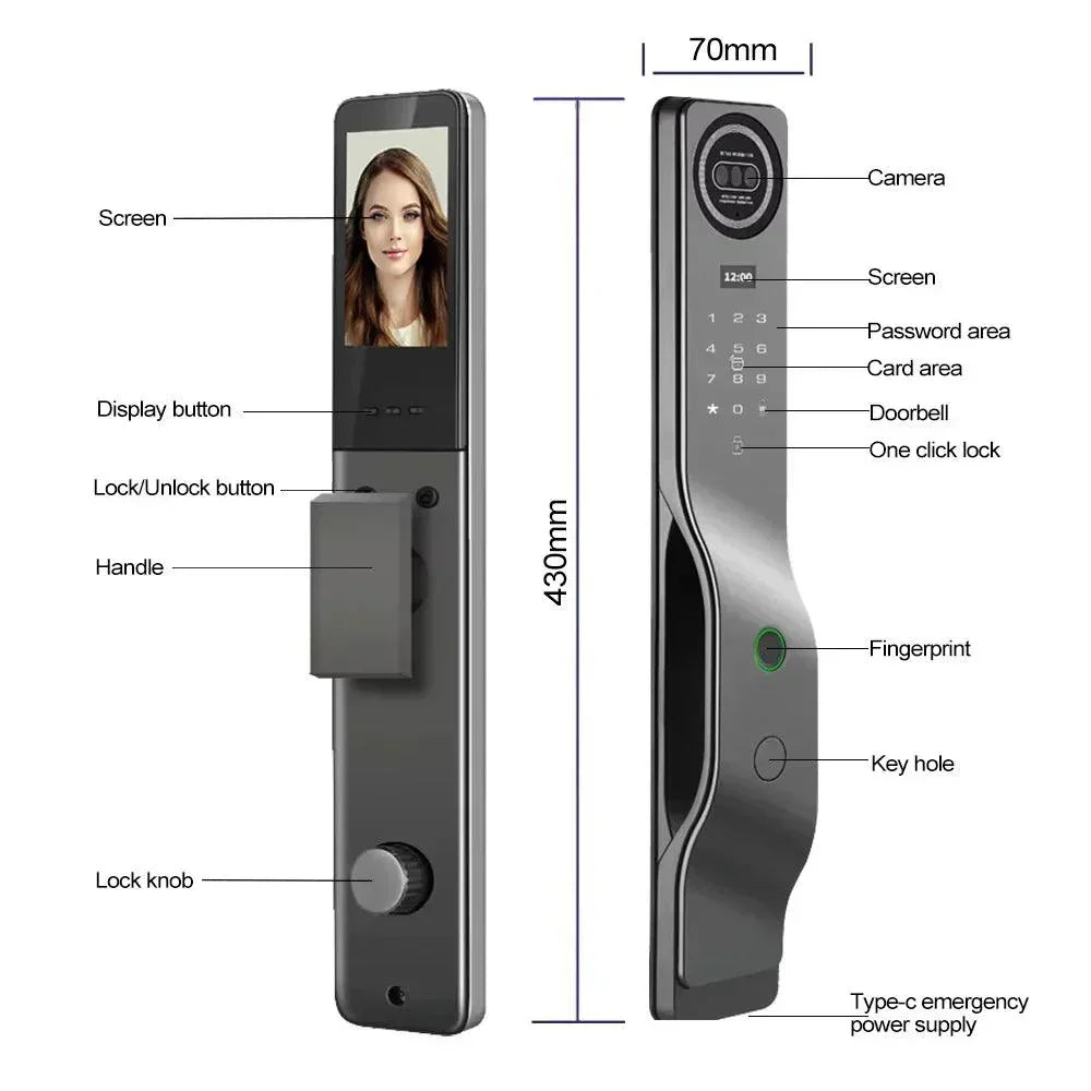 Pametna brava S1 – lice, otisak, PIN, kartica i kamera - My Store