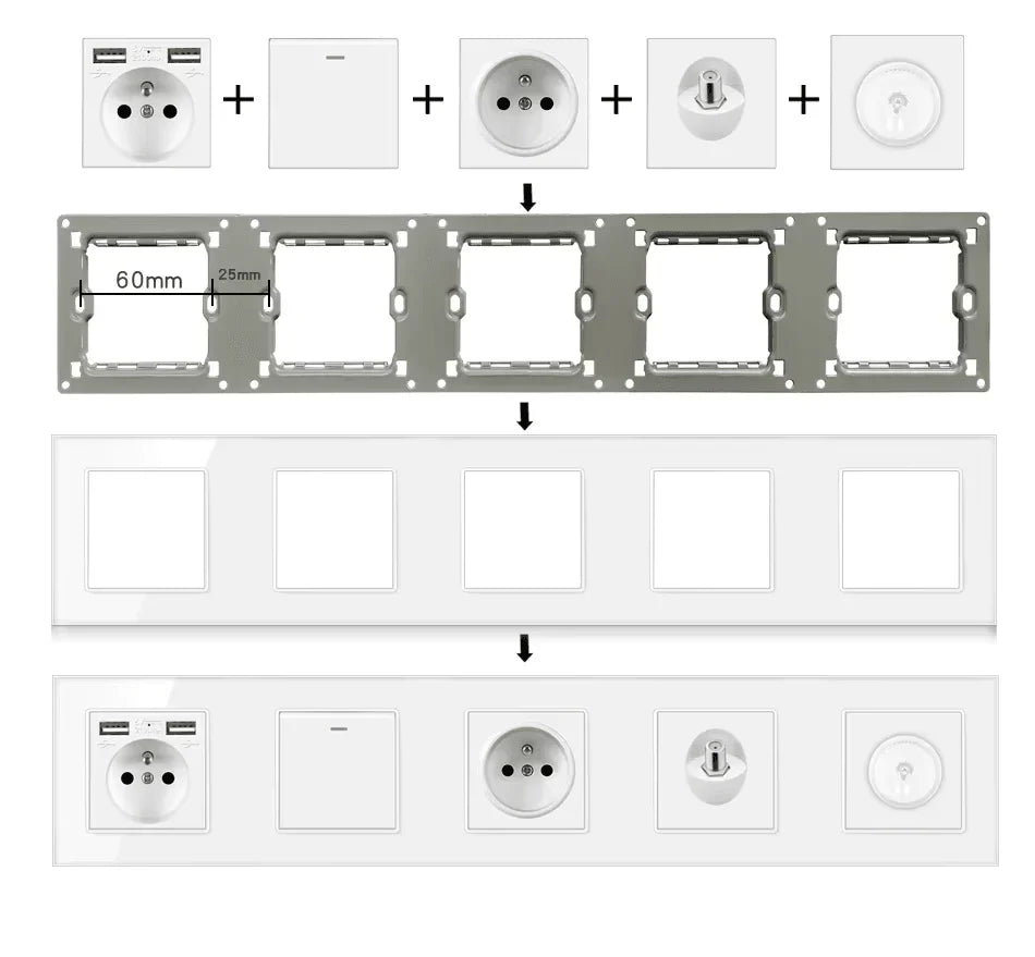 Stakleni panel do 5 modula – Moderan okvir za pametne i standardne module - My Store