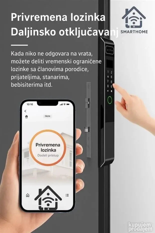 SmartHome pametna brava A1 za aluminijumska vrata sa 5 načina otključavanja - My Store