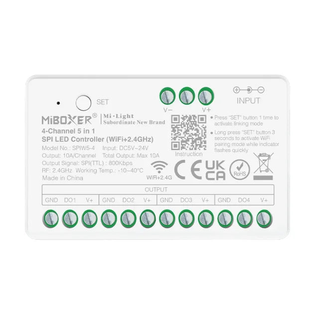 MiBoxer SPIW5-4 kanalni 5 u 1 SPI LED kontroler WiFi 2.4GHz