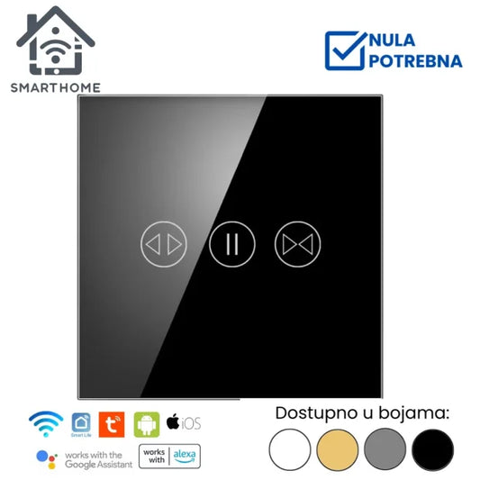WiFi pametni prekidač za roletne stakleni panel