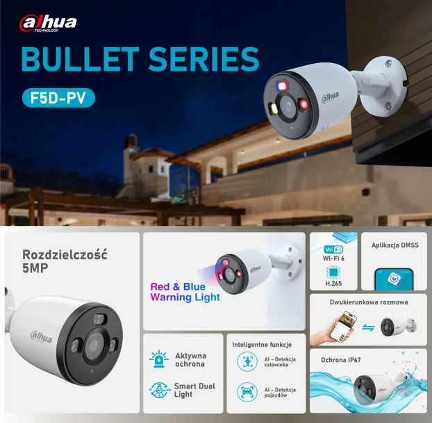 Dahua F5D-PV WiFi 5MP kamera bocni prikaz