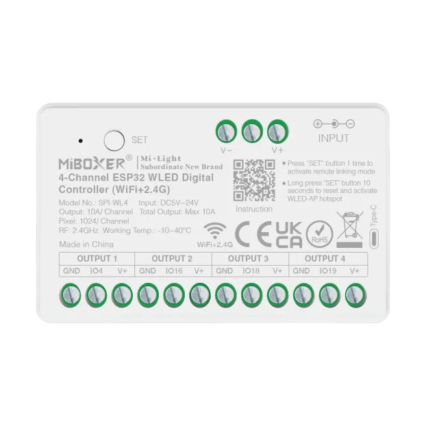 MiBoxer SPI-WL4 4-kanalni ESP32 WLED kontroler za adresabilne trake