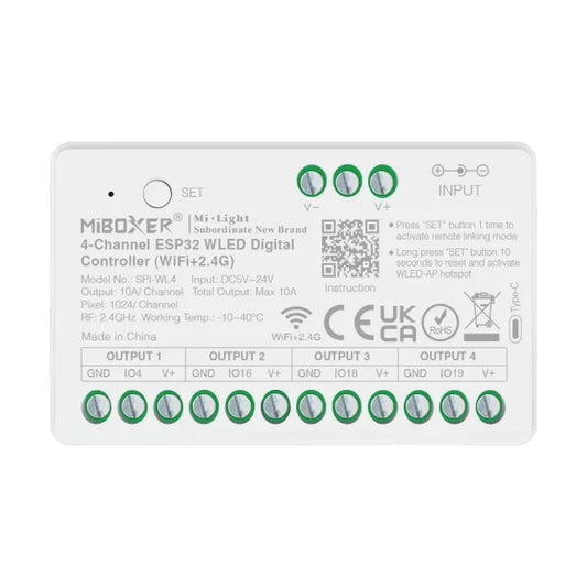 MiBoxer SPI-WL4 4-kanalni ESP32 WLED kontroler za adresabilne trake